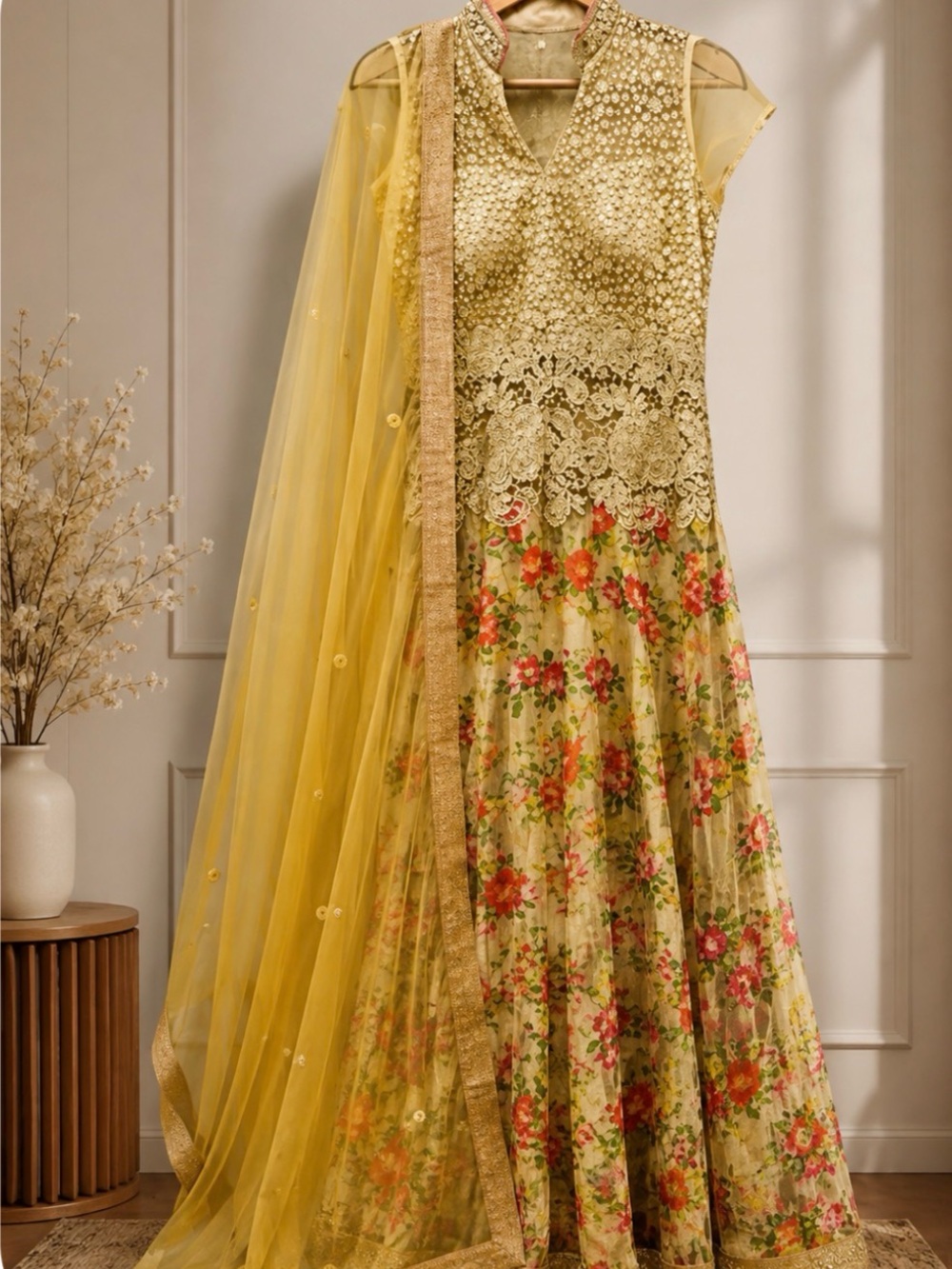 Beautiful Gown Style dress with dupatta (scarf)